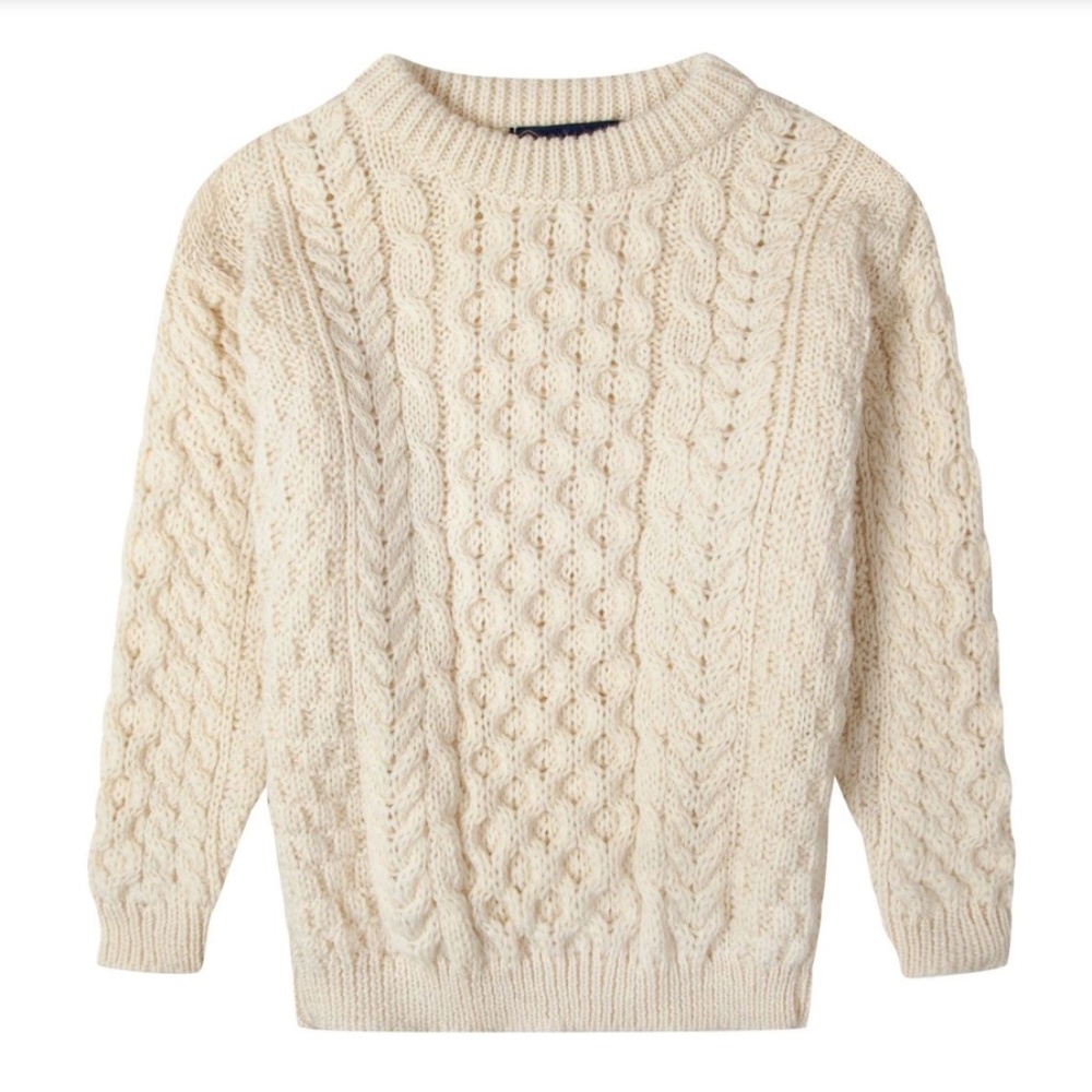 NWT Child JM Cooper Boys Girls Fisherman 100% Wool Sweater Jumper Size 3-4 yrs